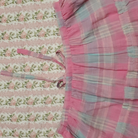 Loveshackfancy Lyla pink plaid midi skirt cotton M - Picture 11 of 11